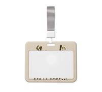 Woshuwo Dos calabazas con texto Happy Harvest deslizante, soporte para tarjetas de identificación de plástico duro, protector de etiqueta de nombre para enfermeras y oficina