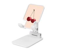 Woshuwo Dos cerezas sobre rosa, mínimo, plegable, soporte para teléfono celular, ángulo ajustable, altura de escritorio, portátil, compatible con todos los teléfonos inteligentes, estilo blanco