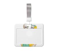 Woshuwo Dos esqueletos abrazando traje de baño deslizante para tarjetas de identificación de plástico duro, protector de etiqueta de nombre para enfermeras y oficina