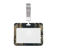 Woshuwo Dos lobos enfrentados entre sí con flores deslizantes, soporte de plástico duro para tarjetas de trabajo, protector de etiqueta de nombre para enfermeras y oficina