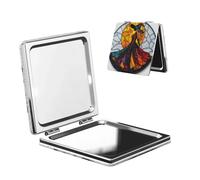 Woshuwo Espejo de maquillaje de viaje estilo bruja de doble cara de piel sintética portátil compacto de bolsillo con lupa