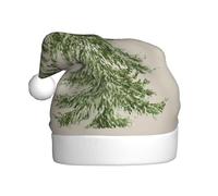 Woshuwo Evergreen Tree - Sombrero de Papá Noel beige neutro con hojas verdes para adultos