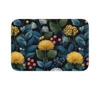 Woshuwo Felpudo antideslizante con diseño de arte popular escandinavo con flores amarillas, para interiores y exteriores, entrada, granja, hogar, 40 x 60 cm