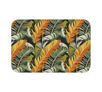 Woshuwo Felpudo antideslizante con hojas de palma grandes en color verde, naranja y amarillo, para entrada interior y exterior, alfombra de casa de campo, 40 x 60 cm