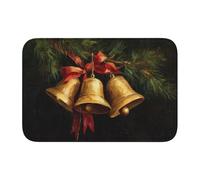 Woshuwo Felpudo vintage con diseño de tres campanas doradas, antideslizante, para entrada exterior e interior, granja, hogar, 40 x 60 cm