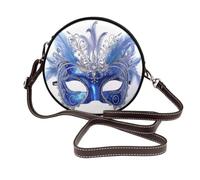 Woshuwo Femenine - Hermosa máscara de mascarada para mujer, bolso cruzado redondo de cuero