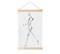 Woshuwo Figura humana minimalista para colgar, pintura de lino para colgar en la pared, obra de arte moderna para decoración de granja, 40 x 60 cm