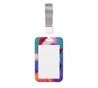 Woshuwo Flamingo con sombrero de Papá Noel con lentes de sol deslizante, soporte para tarjetas de identificación, funda de plástico duro para tarjetas de trabajo, protector de nombre para enfermeras y