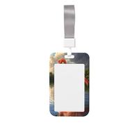 Woshuwo Flamingo Stands On The Water - Soporte para tarjetas de identificación deslizante, plástico duro, protector de etiqueta de nombre para enfermeras y oficina