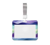 Woshuwo Flowing Organic Lines - Funda protectora para tarjetas de identificación de plástico duro con diseño de líneas orgánicas suaves y tonos morados para enfermeras y oficina
