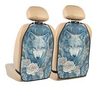 Woshuwo Fox And Rose - Protectores para asiento trasero de coche, 2 unidades con bolsillos de almacenamiento para proteger de arañazos de barro y suciedad