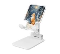 Woshuwo Fox In Snow Christmas Snowy Fantasy - Soporte plegable para teléfono celular, ángulo ajustable, altura de escritorio, portátil, compatible con todos los teléfonos inteligentes, estilo blanco