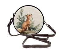 Woshuwo Fox On - Bolso bandolera redondo de piel para mujer, color beige