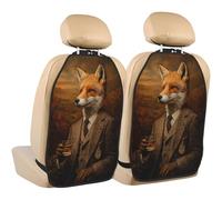 Woshuwo Fox - Protector de tweed victoriano para asiento de coche, 2 unidades con bolsillos de almacenamiento para proteger de la suciedad y arañazos en el barro