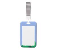 Woshuwo Funda con capucha y diseño de gato atigrado naranja con forma de rana verde, soporte para tarjetas de identificación de plástico duro, protector de etiqueta de nombre para enfermeras y oficina