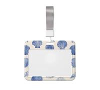 Woshuwo Funda de plástico duro para tarjetas de trabajo, diseño de conchas marinas y conchas de mar, diseño de acuarela, protector de etiqueta para enfermeras y oficina