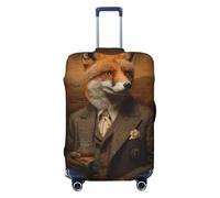 Woshuwo Funda elástica para equipaje de viaje, diseño de zorro caprichoso vintage con un traje de tweed victoriano, a prueba de polvo, resistente a los arañazos, protector de maleta de 22 a 24