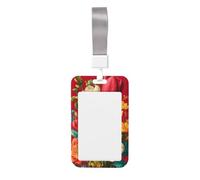 Woshuwo Funda minimalista de plástico duro para tarjetas de identificación, diseño de flores blancas y rojas, estilo bohemio, para enfermeras y oficina