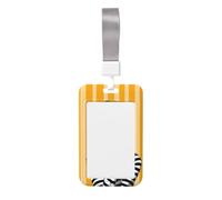 Woshuwo Funda minimalista de plástico duro para tarjetas de identificación, diseño de verano en rayas amarillas, protector de etiqueta de nombre para enfermeras y oficina