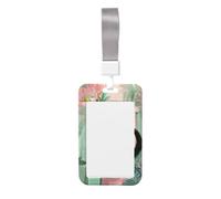 Woshuwo Funda para tarjeta de identificación deslizante de gato negro leyendo en un inodoro rosa, funda de plástico duro para tarjetas de trabajo, protector de etiqueta de nombre para enfermeras y