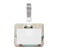 Woshuwo Funda para tarjeta de identificación deslizante de plástico duro con diseño de rana sentada en una bañera, protector de etiqueta de nombre para enfermeras y oficina