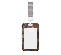 Woshuwo Funda para tarjetas de identificación con diseño de esqueleto que lleva una bata negra y marrón, de plástico duro, protector de etiqueta de nombre para enfermeras y oficina