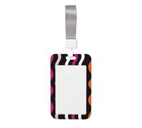 Woshuwo Funda para tarjetas de identificación con diseño de líneas onduladas, color blanco, negro, naranja, rojo, deslizante, plástico duro, protector de etiqueta de nombre para enfermeras y oficina