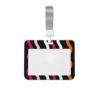 Woshuwo Funda para tarjetas de identificación con diseño de líneas onduladas, color blanco, negro, naranja, rojo, deslizante, plástico duro, protector de etiqueta de nombre para enfermeras y oficina