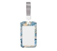 Woshuwo Funda para tarjetas de identificación con diseño de ondas naturales o hojas, de plástico duro, protector de etiqueta de nombre para enfermeras y oficina