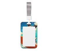 Woshuwo Funda para tarjetas de identificación con diseño de perro que practica surf, con gafas de sol, de plástico duro, protector de etiqueta de nombre para enfermeras y oficina