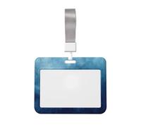 Woshuwo Funda para tarjetas de identificación con fondo azul abstracto, de plástico duro, protector de etiqueta de nombre para enfermeras y oficina