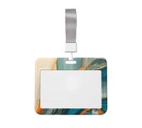 Woshuwo Funda para tarjetas de identificación con formas abstractas y atrevidas, color verde azulado, turquesa, naranja, deslizante, plástico duro, protector de etiqueta de nombre para enfermeras y