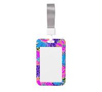 Woshuwo Funda para tarjetas de identificación con formas florales rosas y azules deslizantes, de plástico duro, protector de etiqueta de nombre para enfermeras y oficina