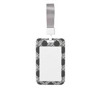 Woshuwo Funda para tarjetas de identificación de plástico duro con cordón de nudo gris, protector de etiqueta de nombre para enfermeras y oficina