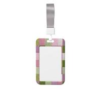 Woshuwo Funda para tarjetas de identificación de plástico duro con cuadrados grandes de color rosa y verde pastel, protector de etiqueta de nombre para enfermeras y oficina