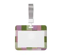 Woshuwo Funda para tarjetas de identificación de plástico duro con cuadrados grandes de color rosa y verde pastel, protector de etiqueta de nombre para enfermeras y oficina