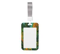 Woshuwo Funda para tarjetas de identificación de plástico duro con diseño abstracto, verde, naranja, minimalista, para enfermeras y oficina