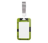 Woshuwo Funda para tarjetas de identificación de plástico duro con diseño de azulejos cuadrados verdes y negros, protector de etiqueta de nombre para enfermeras y oficina
