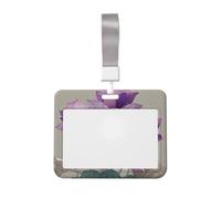 Woshuwo Funda para tarjetas de identificación de plástico duro con diseño de bordado de loto morado, protector de etiqueta de nombre para enfermeras y oficina
