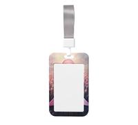 Woshuwo Funda para tarjetas de identificación de plástico duro con diseño de cinta rosa de esperanza para el cáncer de mama, protector de etiqueta de nombre para enfermeras y oficina