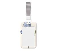 Woshuwo Funda para tarjetas de identificación de plástico duro con diseño de flor de iris azul, protector de etiqueta de nombre para enfermeras y oficina
