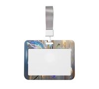 Woshuwo Funda para tarjetas de identificación de plástico duro con diseño de flores y lirios de arte abstracto, protector de etiqueta de nombre para enfermeras y oficina