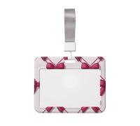 Woshuwo Funda para tarjetas de identificación de plástico duro con diseño de lazos, color rosa y blanco, protector de etiqueta de nombre para enfermeras y oficina