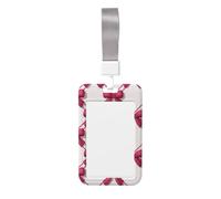 Woshuwo Funda para tarjetas de identificación de plástico duro con diseño de lazos, color rosa y blanco, protector de etiqueta de nombre para enfermeras y oficina