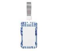 Woshuwo Funda para tarjetas de identificación de plástico duro con diseño de lazos y motivos florales, diseño de rayas azules y blancas, protector de etiquetas de nombre para enfermeras y oficina