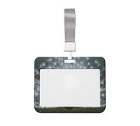 Woshuwo Funda para tarjetas de identificación de plástico duro con diseño de pavo real blanco sobre hierba verde, protector de etiqueta de nombre para enfermeras y oficina