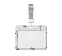 Woshuwo Funda para tarjetas de identificación de plástico duro con diseño de peonías minimalistas, color blanco, protector de etiqueta de nombre para enfermeras y oficina
