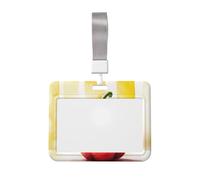 Woshuwo Funda para tarjetas de identificación de plástico duro con diseño de pimiento rojo sobre amarillo y blanco, diseño de rayas verticales para enfermeras y oficina