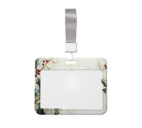 Woshuwo Funda para tarjetas de identificación de plástico duro con diseño de ramas de acebo de invierno, bayas rojas, protector de etiqueta de nombre para enfermeras y oficina