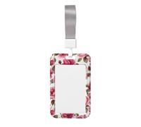 Woshuwo Funda para tarjetas de identificación de plástico duro con diseño de rosas rosas rosadas vintage de acuarela, protector de etiqueta de nombre para enfermeras y oficina